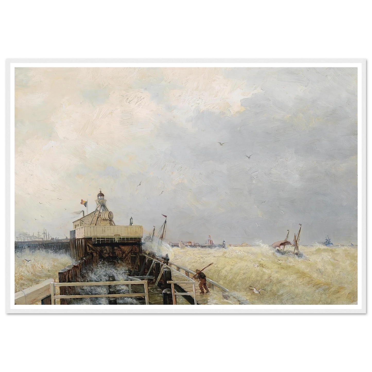 Hafen in Ostende Art Print | Hermann Ottomar Herzog - Framed Poster - 30x40 cm / 12x16″ - Black frame