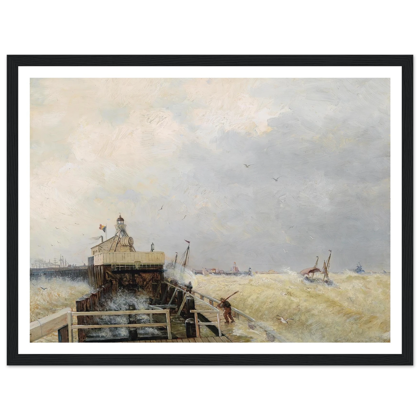 Hafen in Ostende Art Print | Hermann Ottomar Herzog - Framed Poster - 30x40 cm / 12x16″ - Black frame