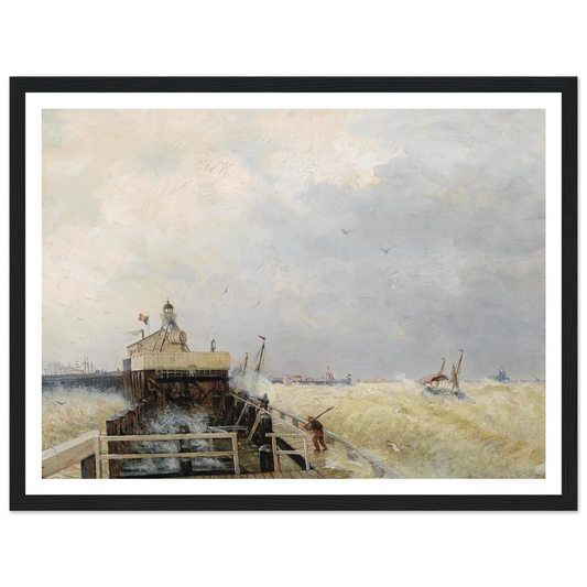 Hafen in Ostende Art Print | Hermann Ottomar Herzog - Framed Poster - 30x40 cm / 12x16″ - Black frame