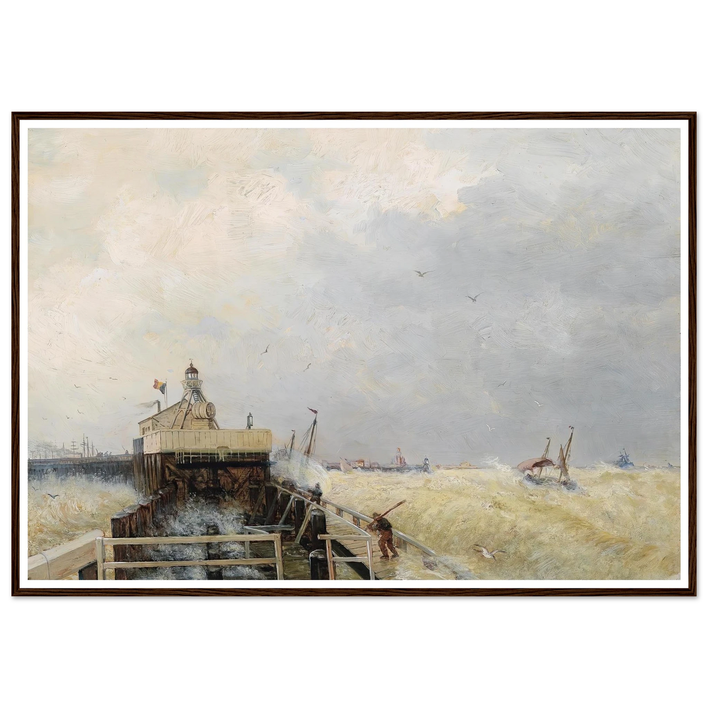 Hafen in Ostende Art Print | Hermann Ottomar Herzog - Framed Poster - 30x40 cm / 12x16″ - Black frame