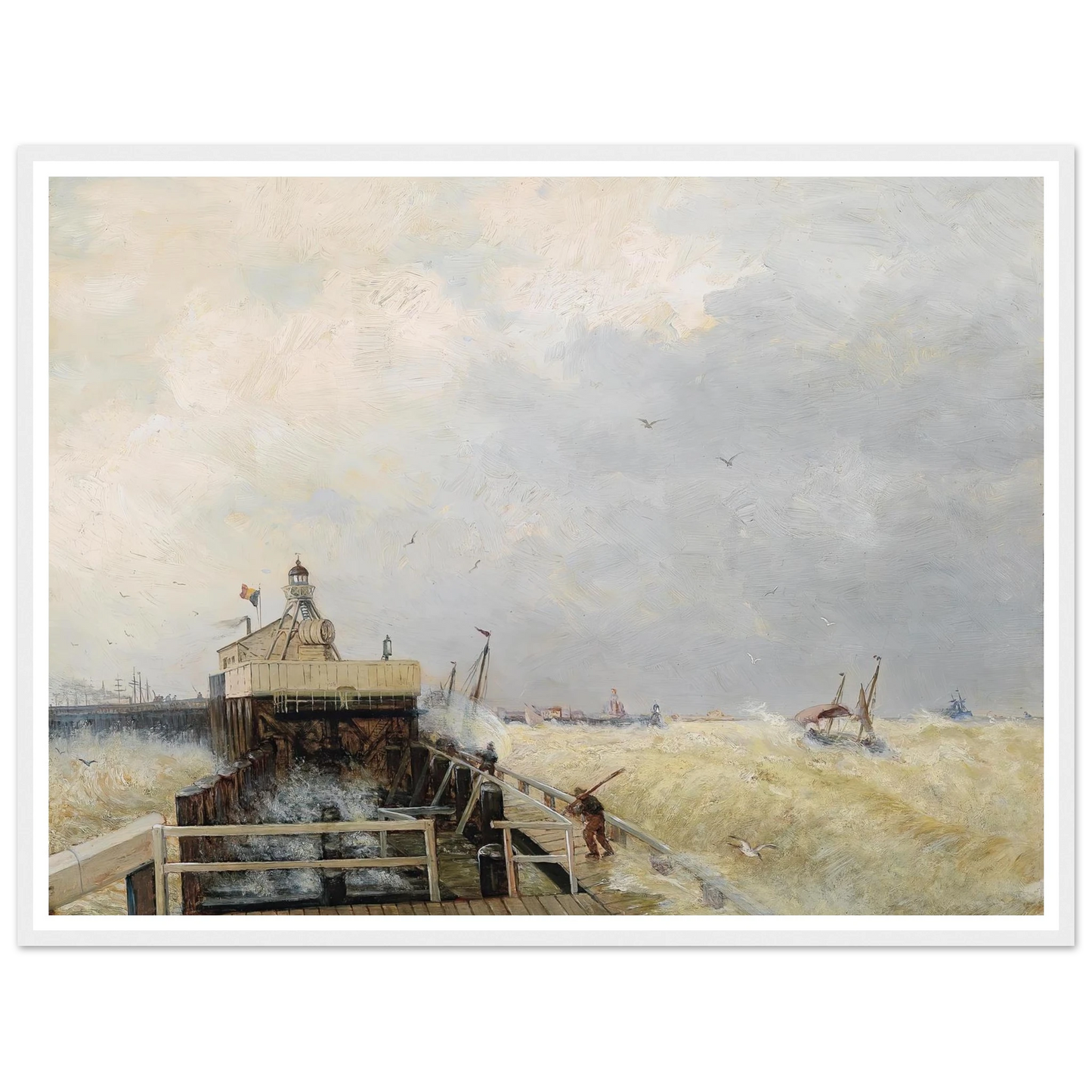Hafen in Ostende Art Print | Hermann Ottomar Herzog - Framed Poster - 30x40 cm / 12x16″ - Black frame