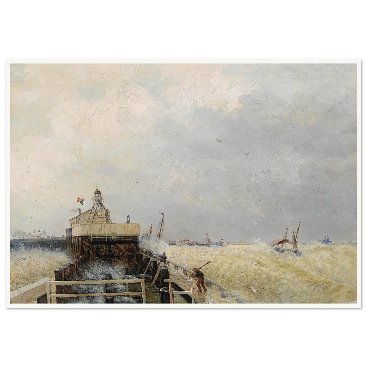 Hafen in Ostende Art Print | Hermann Ottomar Herzog - Framed Poster - 30x40 cm / 12x16″ - Black frame