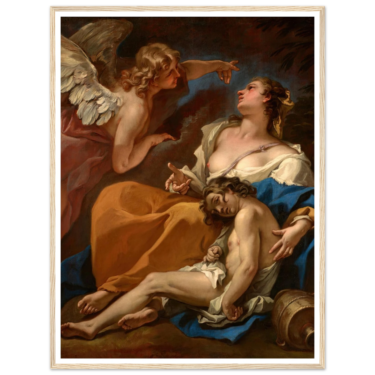 Hagar and Ishmael Saved by the Angel (About 1727-1728) Art Print | Sebastiano Ricci - Framed Poster - 30x40 cm / 12x16″ - Black frame