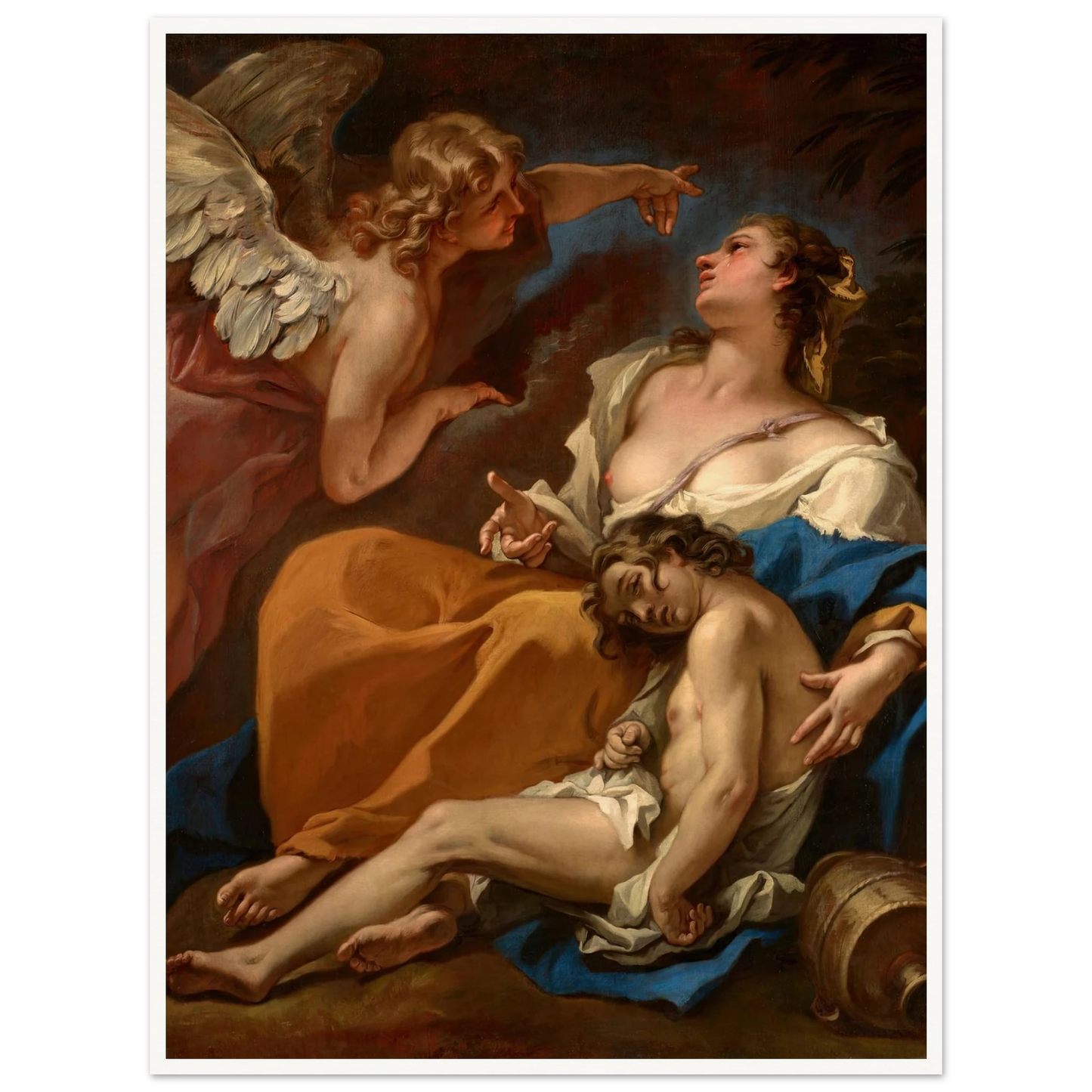 Hagar and Ishmael Saved by the Angel (About 1727-1728) Art Print | Sebastiano Ricci - Framed Poster - 30x40 cm / 12x16″ - Black frame