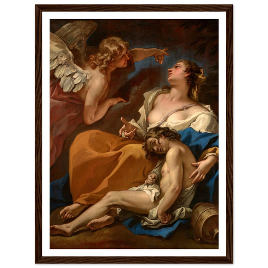 Hagar and Ishmael Saved by the Angel (About 1727-1728) Art Print | Sebastiano Ricci - Framed Poster - 30x40 cm / 12x16″ - Black frame