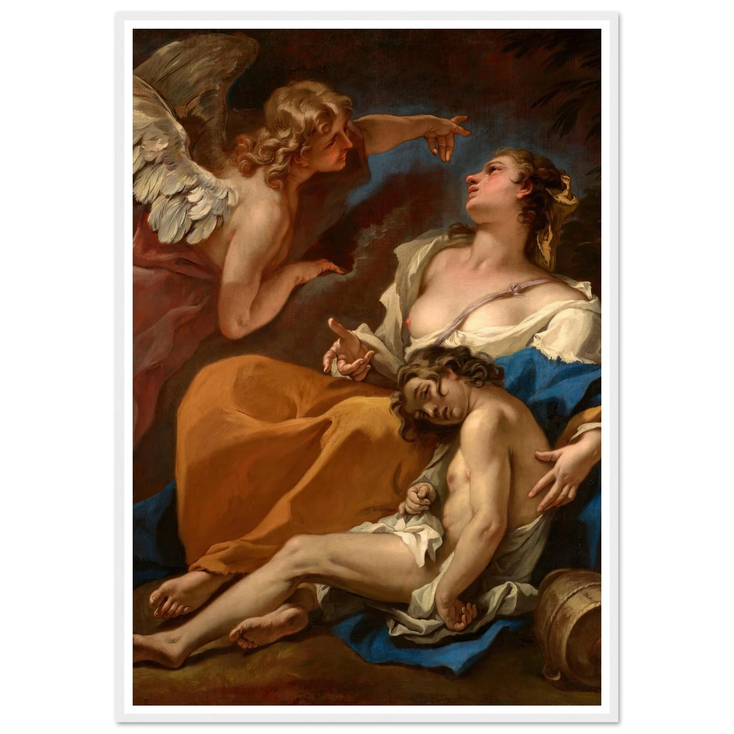 Hagar and Ishmael Saved by the Angel (About 1727-1728) Art Print | Sebastiano Ricci - Framed Poster - 30x40 cm / 12x16″ - Black frame