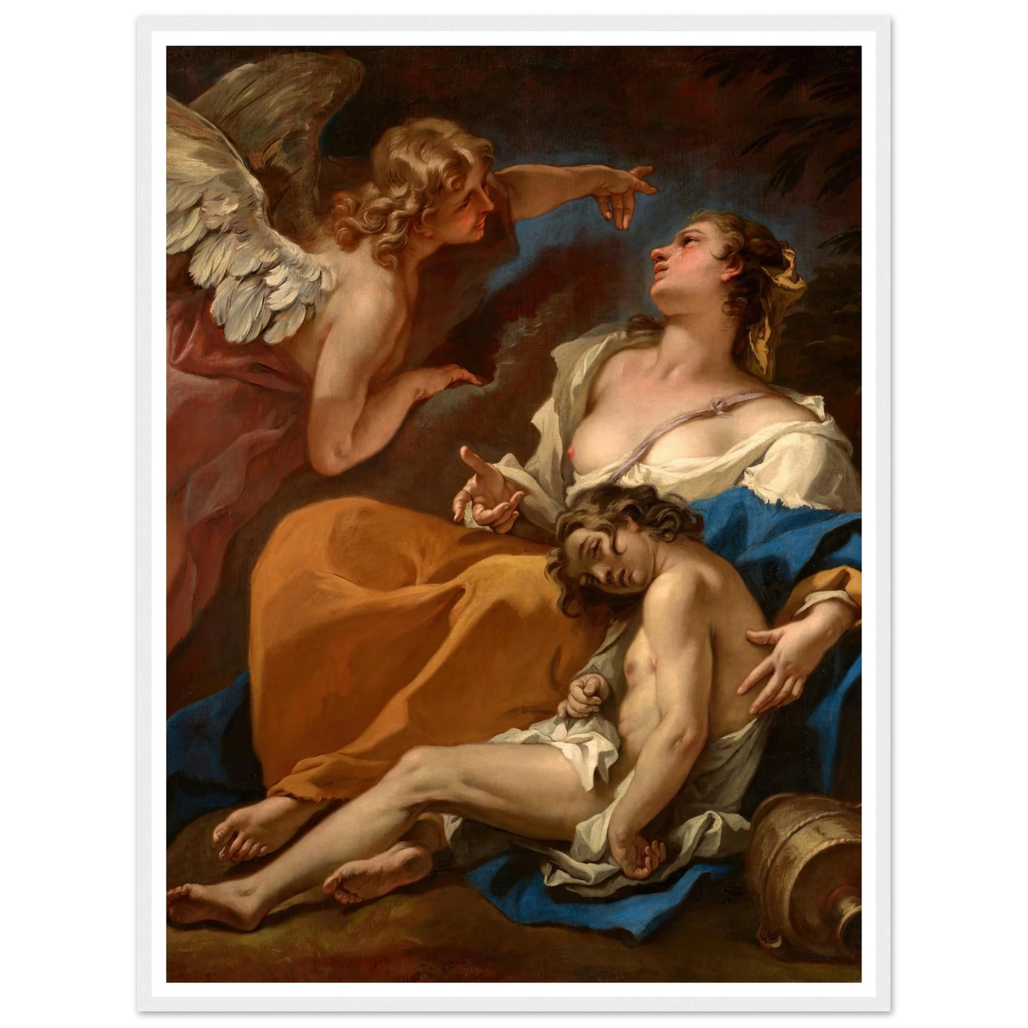Hagar and Ishmael Saved by the Angel (About 1727-1728) Art Print | Sebastiano Ricci - Framed Poster - 30x40 cm / 12x16″ - Black frame