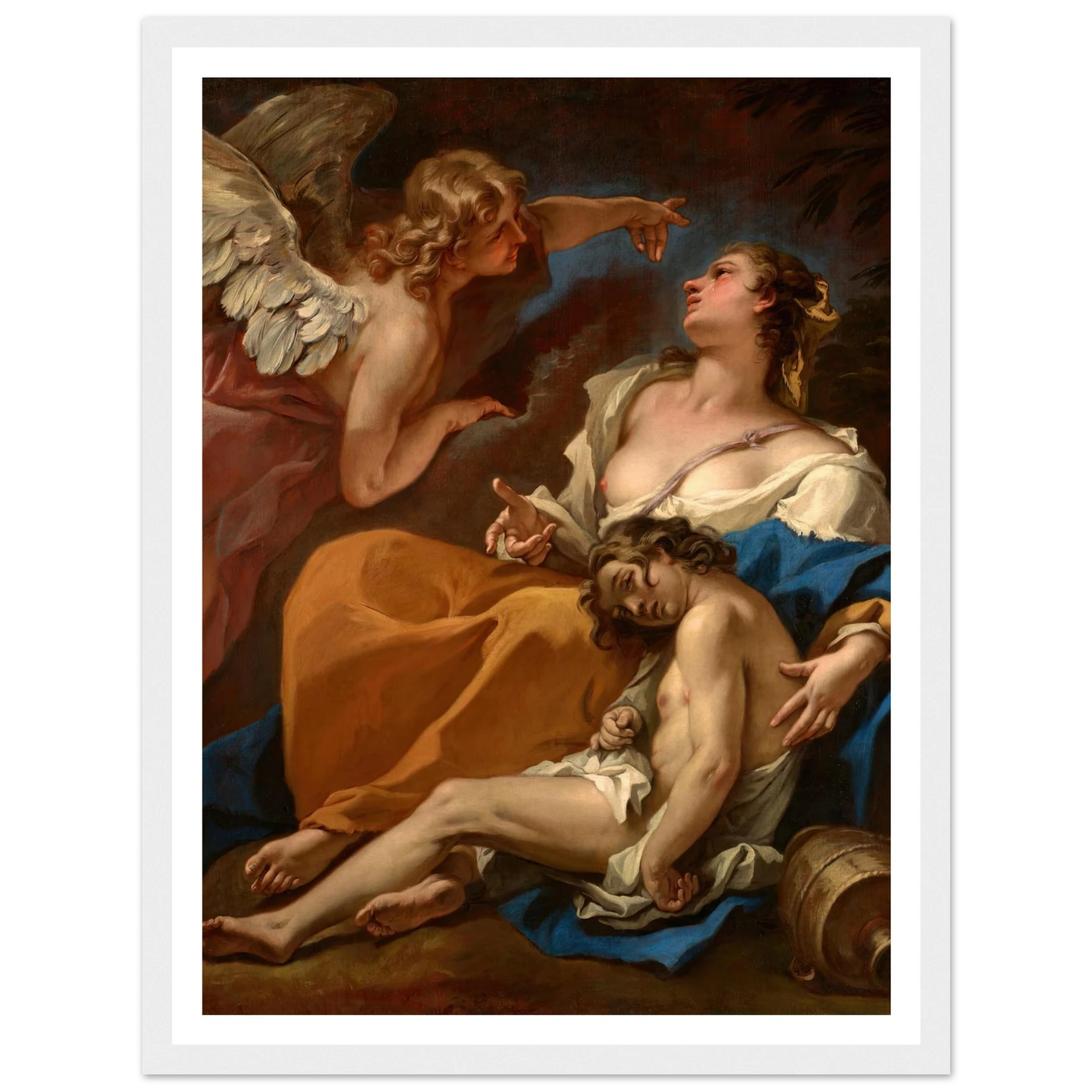 Hagar and Ishmael Saved by the Angel (About 1727-1728) Art Print | Sebastiano Ricci - Framed Poster - 30x40 cm / 12x16″ - Black frame
