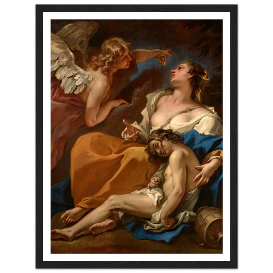 Hagar and Ishmael Saved by the Angel (About 1727-1728) Art Print | Sebastiano Ricci - Framed Poster - 30x40 cm / 12x16″ - Black frame
