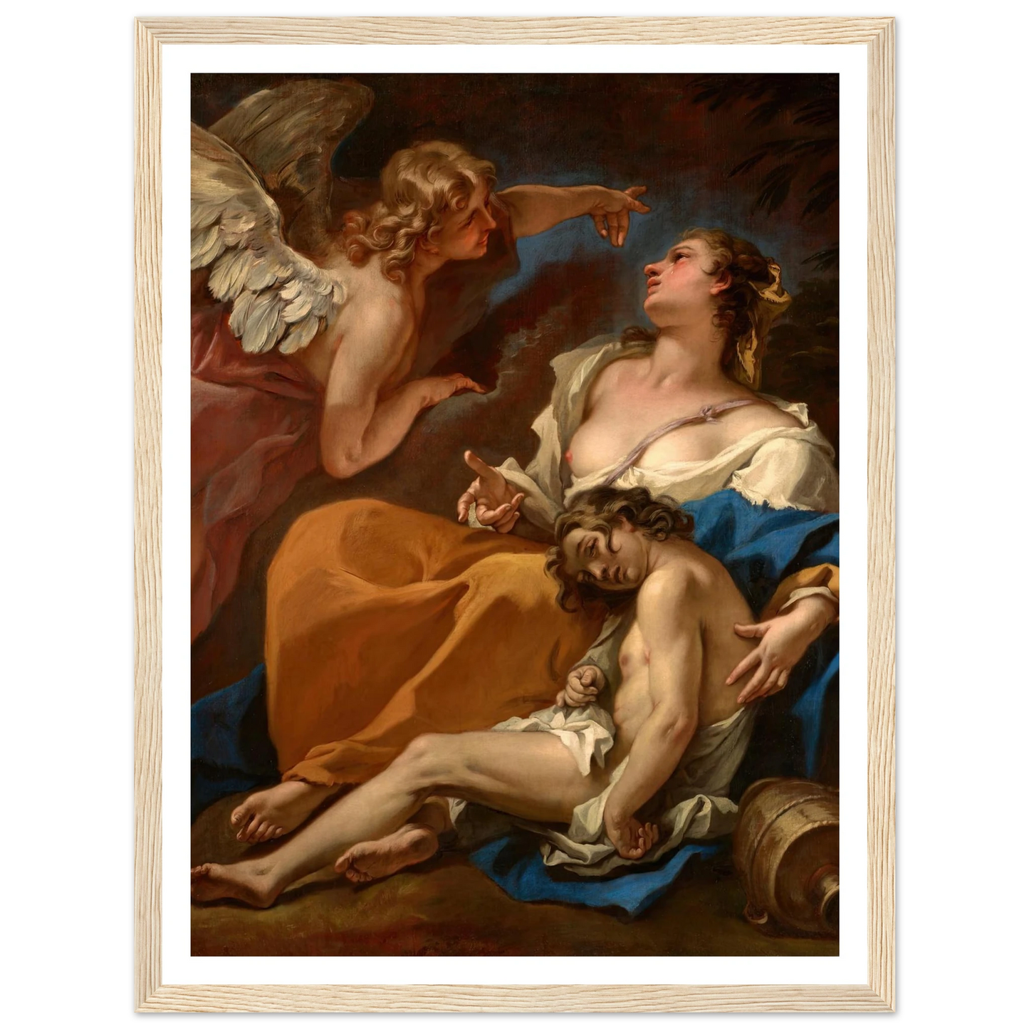 Hagar and Ishmael Saved by the Angel (About 1727-1728) Art Print | Sebastiano Ricci - Framed Poster - 30x40 cm / 12x16″ - Black frame