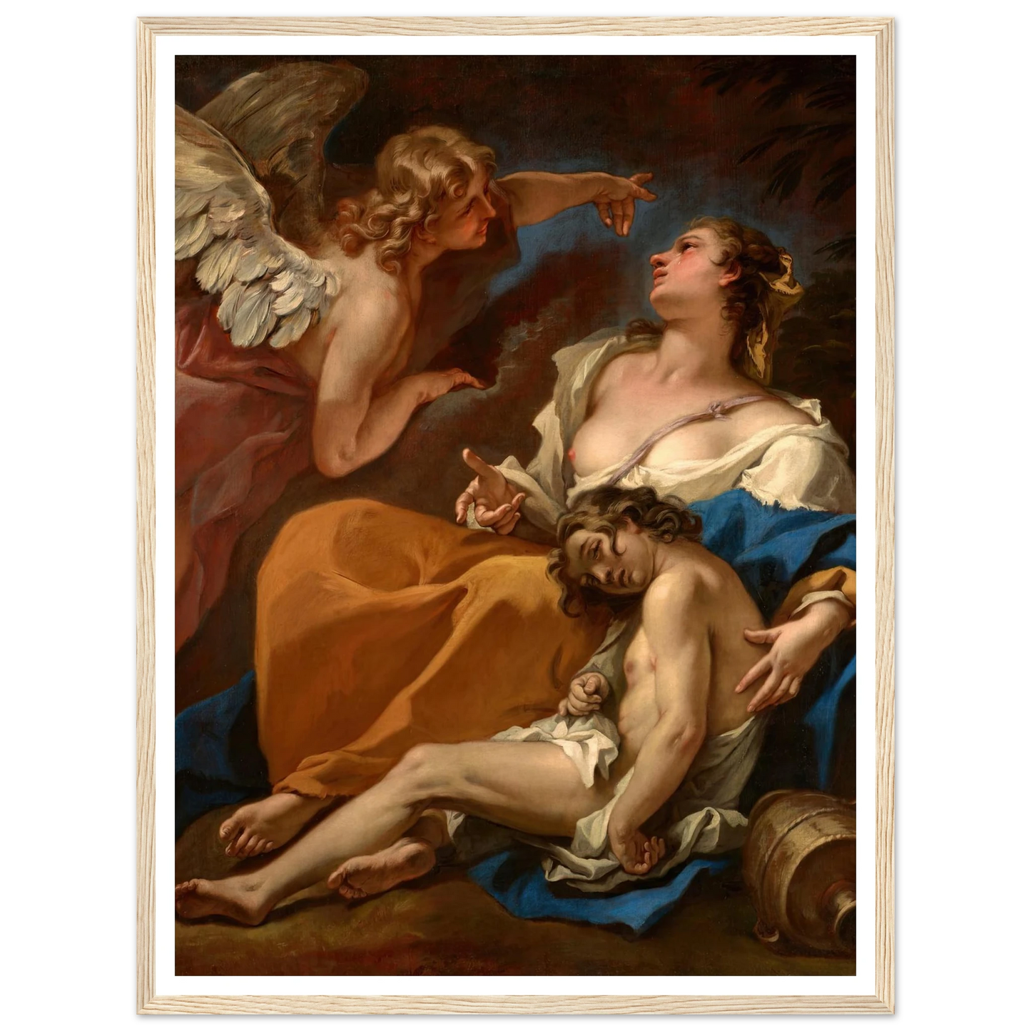 Hagar and Ishmael Saved by the Angel (About 1727-1728) Art Print | Sebastiano Ricci - Framed Poster - 30x40 cm / 12x16″ - Black frame
