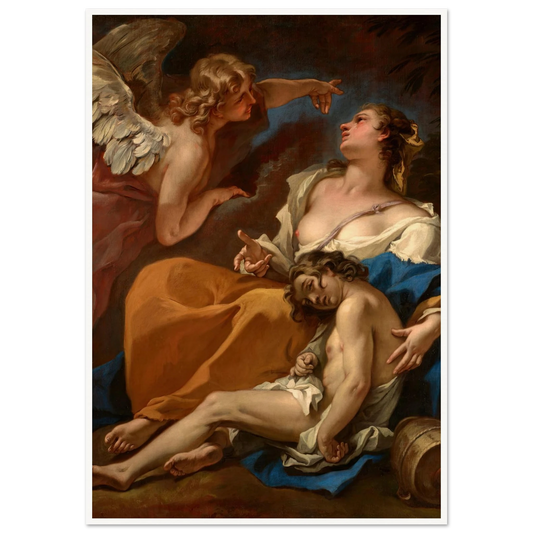 Hagar and Ishmael Saved by the Angel (About 1727-1728) Art Print | Sebastiano Ricci - Framed Poster - 30x40 cm / 12x16″ - Black frame