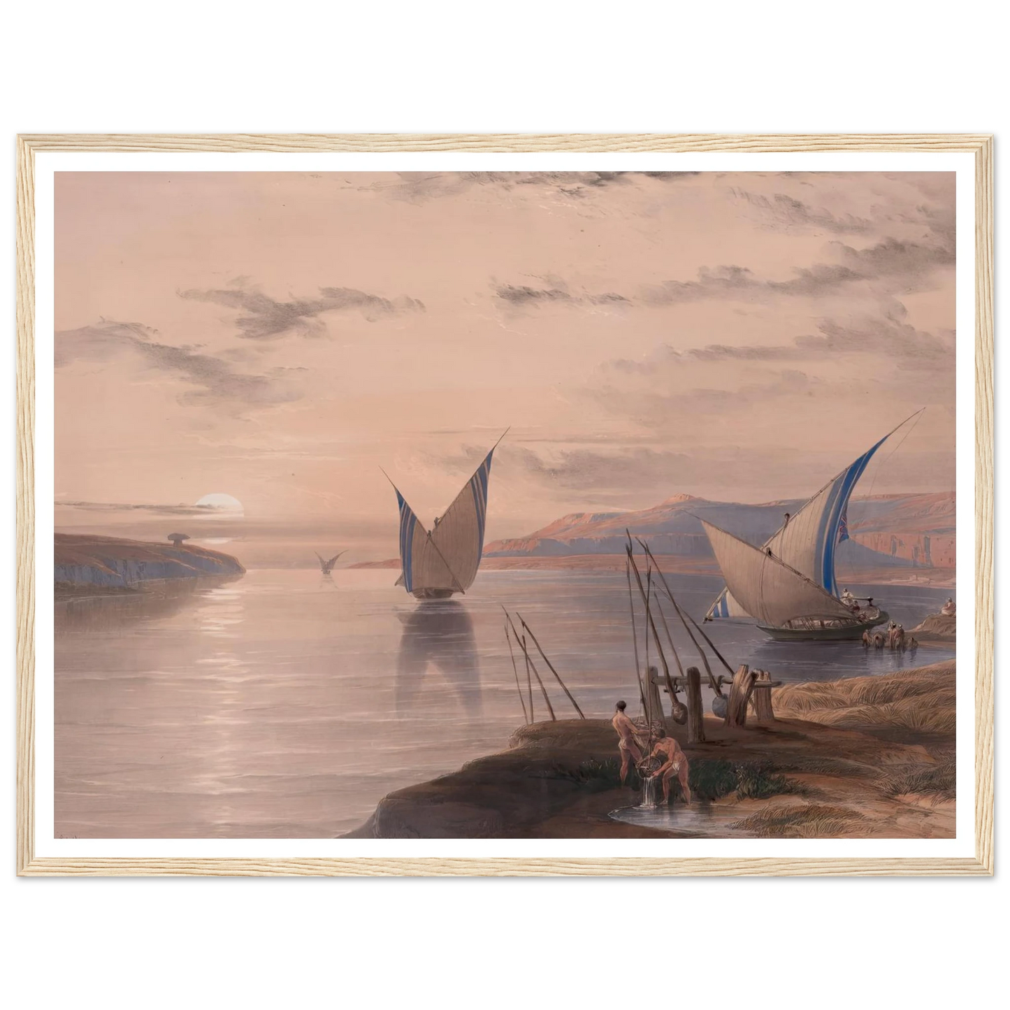 Hager Selsilis [Gebel el-Silsila]. (1846-1849) Art Print | David Roberts - Framed Poster - 30x40 cm / 12x16″ - Black frame