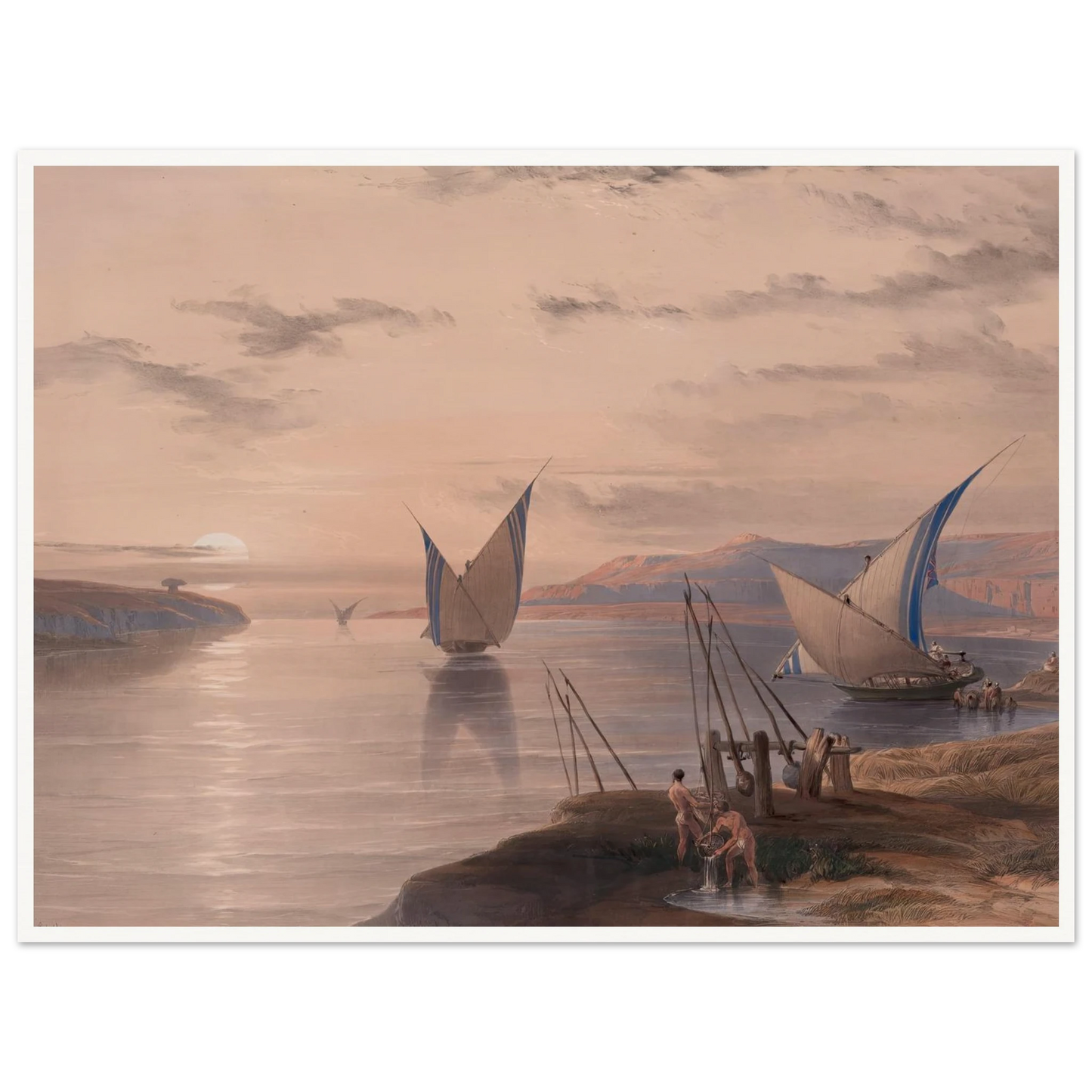 Hager Selsilis [Gebel el-Silsila]. (1846-1849) Art Print | David Roberts - Framed Poster - 30x40 cm / 12x16″ - Black frame