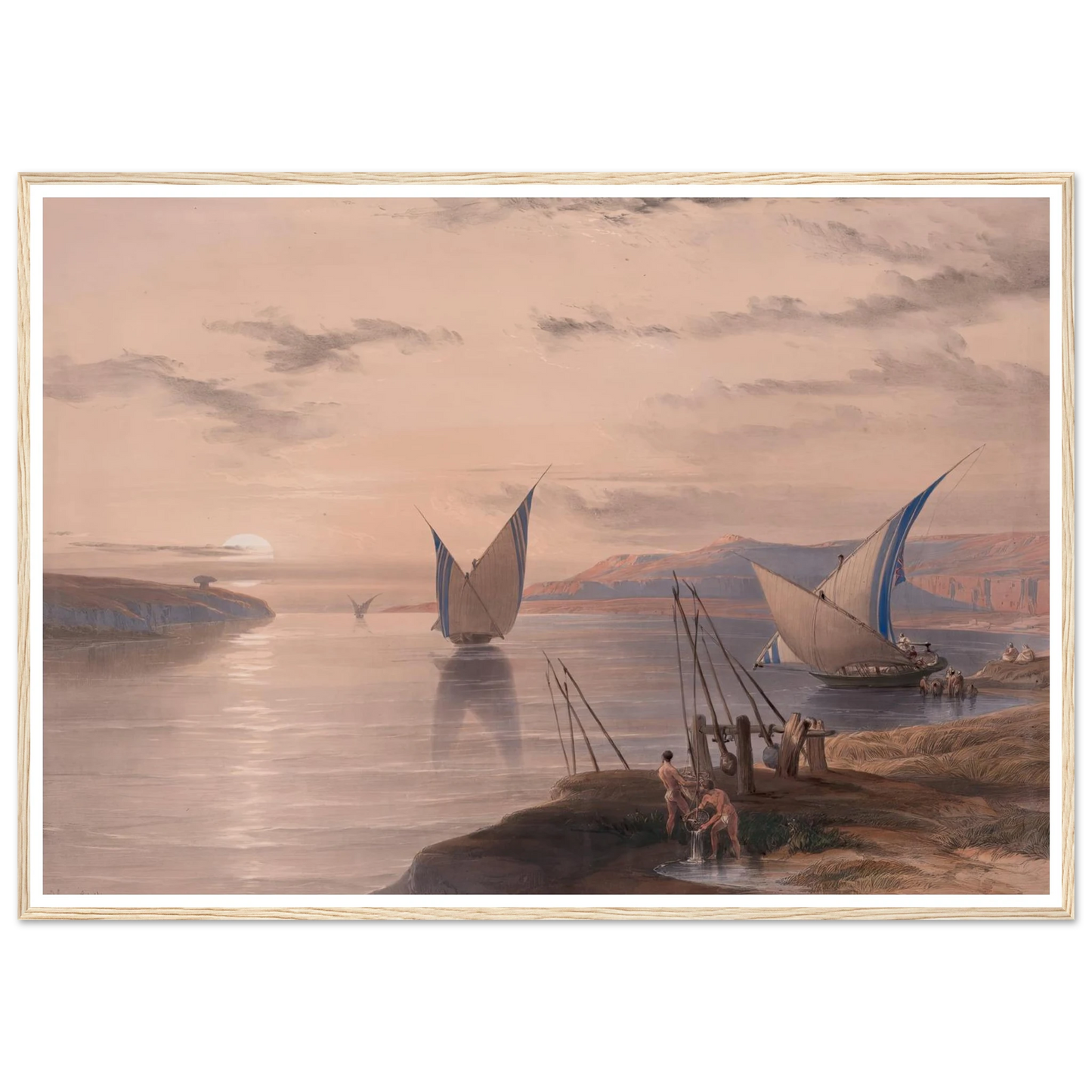 Hager Selsilis [Gebel el-Silsila]. (1846-1849) Art Print | David Roberts - Framed Poster - 30x40 cm / 12x16″ - Black frame