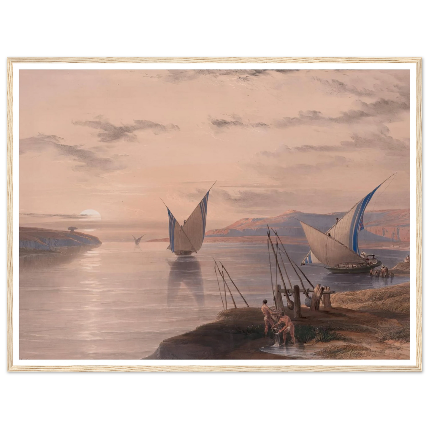 Hager Selsilis [Gebel el-Silsila]. (1846-1849) Art Print | David Roberts - Framed Poster - 30x40 cm / 12x16″ - Black frame