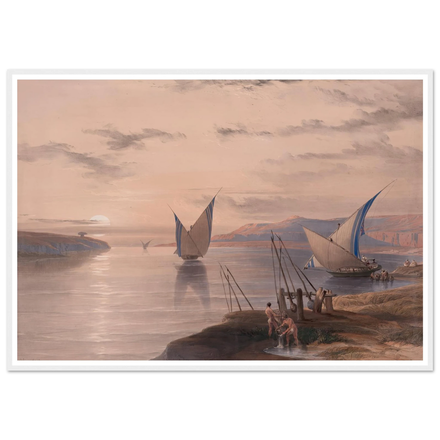 Hager Selsilis [Gebel el-Silsila]. (1846-1849) Art Print | David Roberts - Framed Poster - 30x40 cm / 12x16″ - Black frame