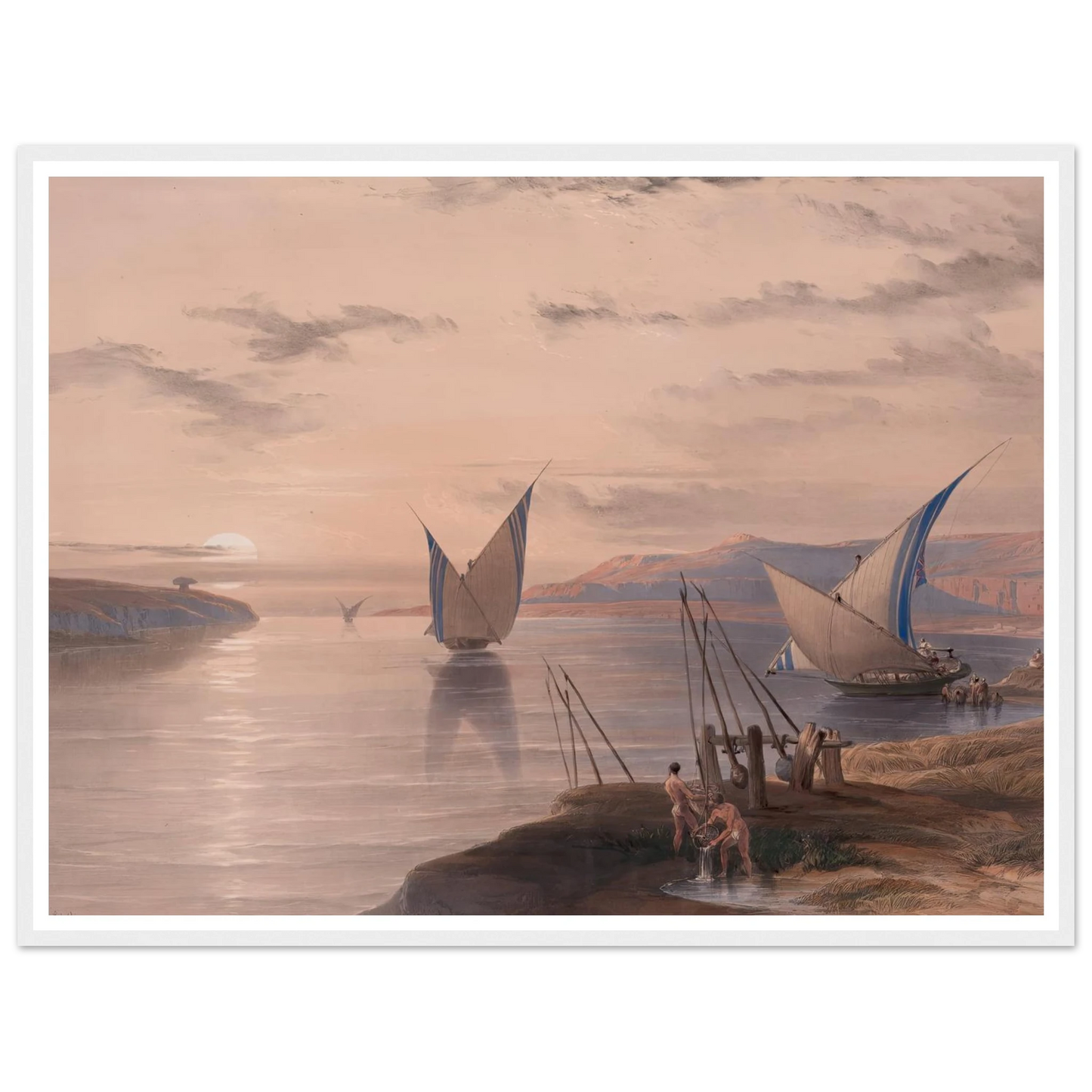 Hager Selsilis [Gebel el-Silsila]. (1846-1849) Art Print | David Roberts - Framed Poster - 30x40 cm / 12x16″ - Black frame