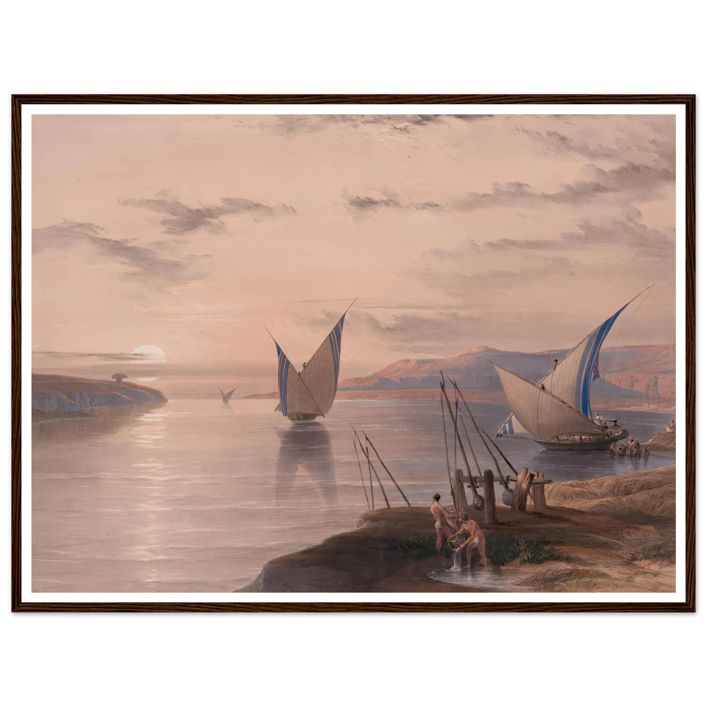 Hager Selsilis [Gebel el-Silsila]. (1846-1849) Art Print | David Roberts - Framed Poster - 30x40 cm / 12x16″ - Black frame