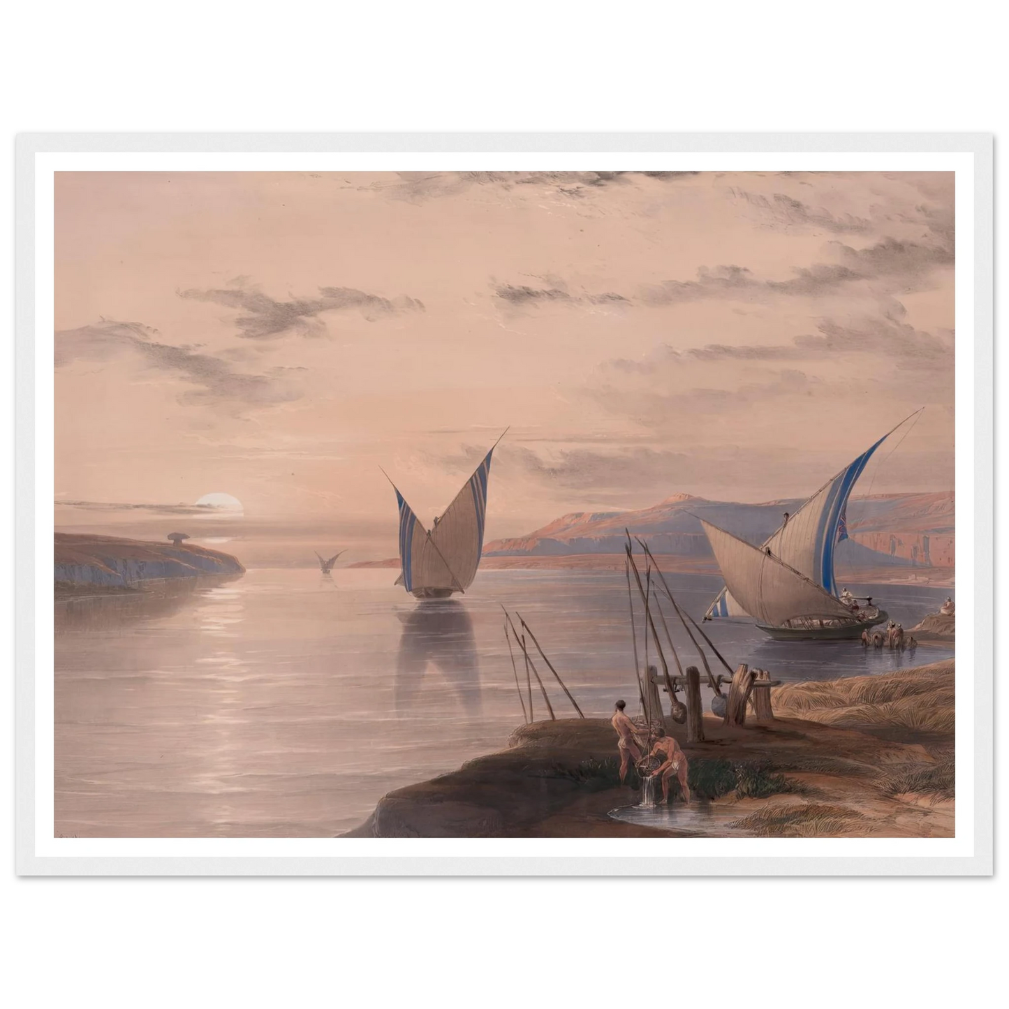 Hager Selsilis [Gebel el-Silsila]. (1846-1849) Art Print | David Roberts - Framed Poster - 30x40 cm / 12x16″ - Black frame