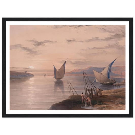 Hager Selsilis [Gebel el-Silsila]. (1846-1849) Art Print | David Roberts - Framed Poster - 30x40 cm / 12x16″ - Black frame