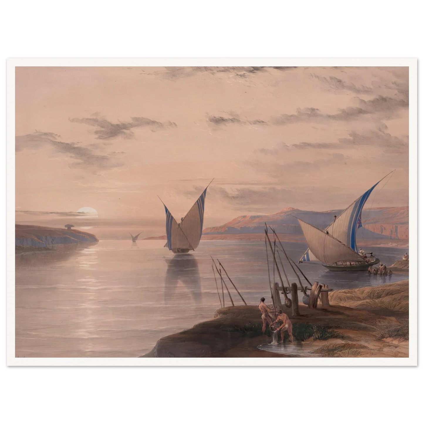 Hager Selsilis [Gebel el-Silsila]. (1846-1849) Art Print | David Roberts - Framed Poster - 30x40 cm / 12x16″ - Black frame