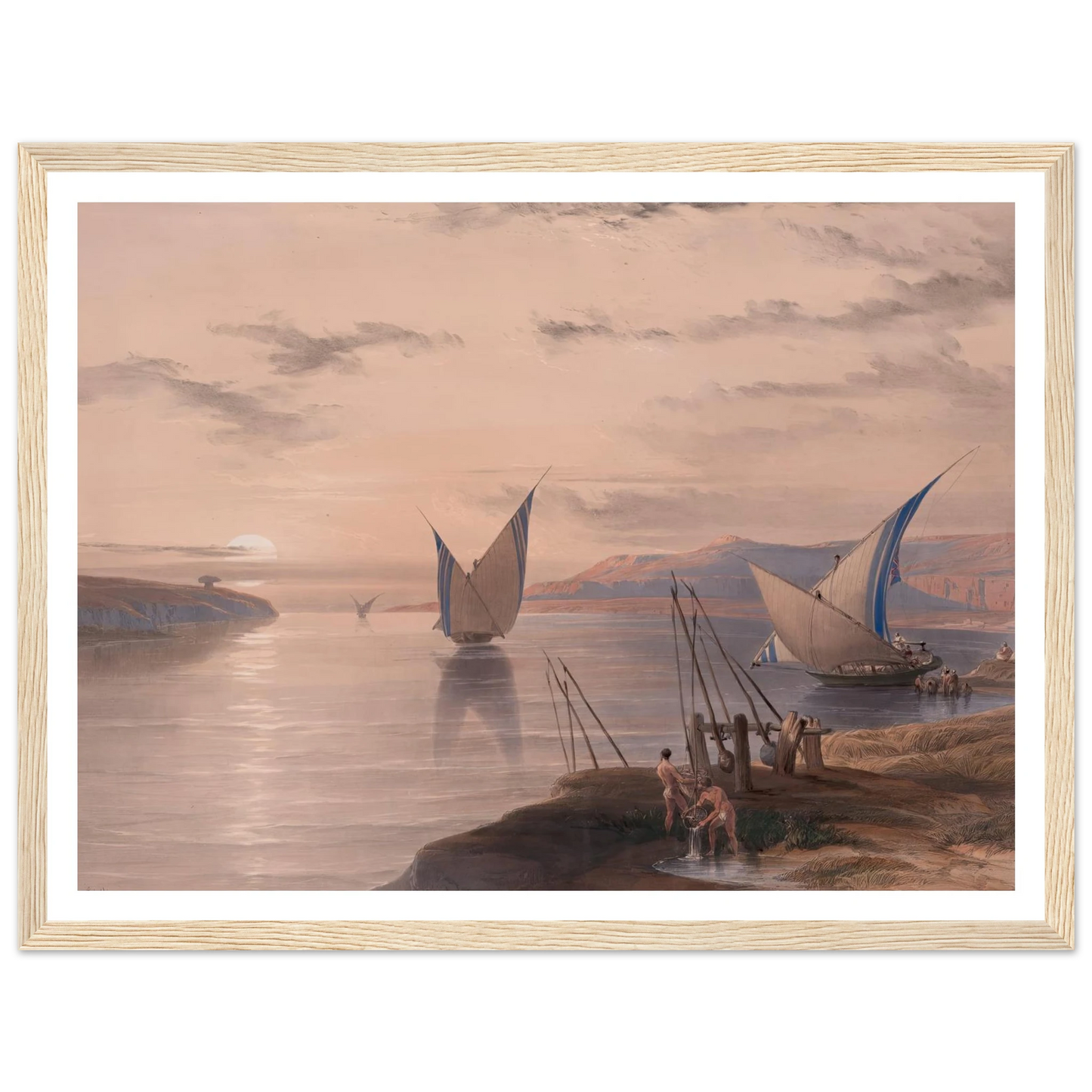 Hager Selsilis [Gebel el-Silsila]. (1846-1849) Art Print | David Roberts - Framed Poster - 30x40 cm / 12x16″ - Black frame