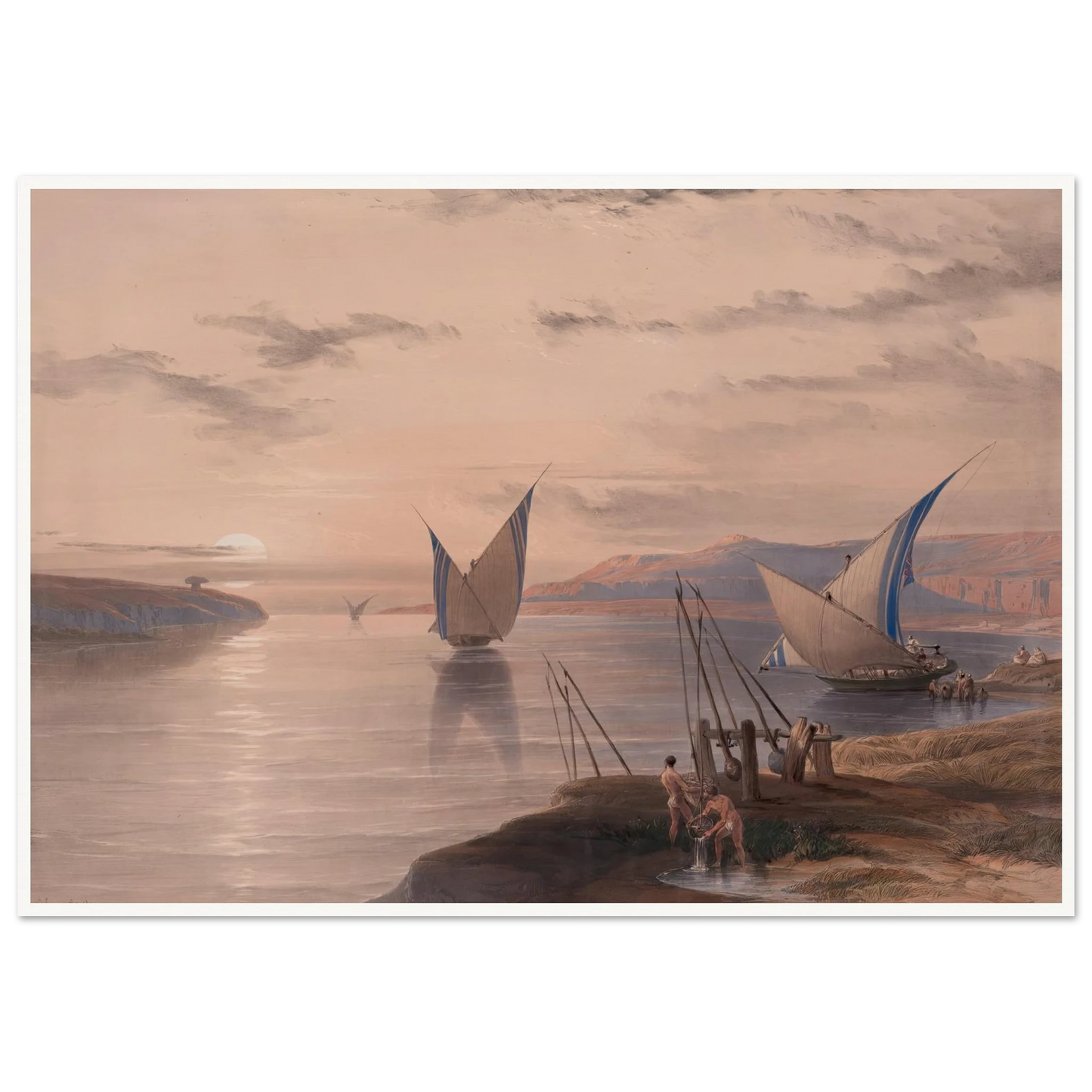 Hager Selsilis [Gebel el-Silsila]. (1846-1849) Art Print | David Roberts - Framed Poster - 30x40 cm / 12x16″ - Black frame