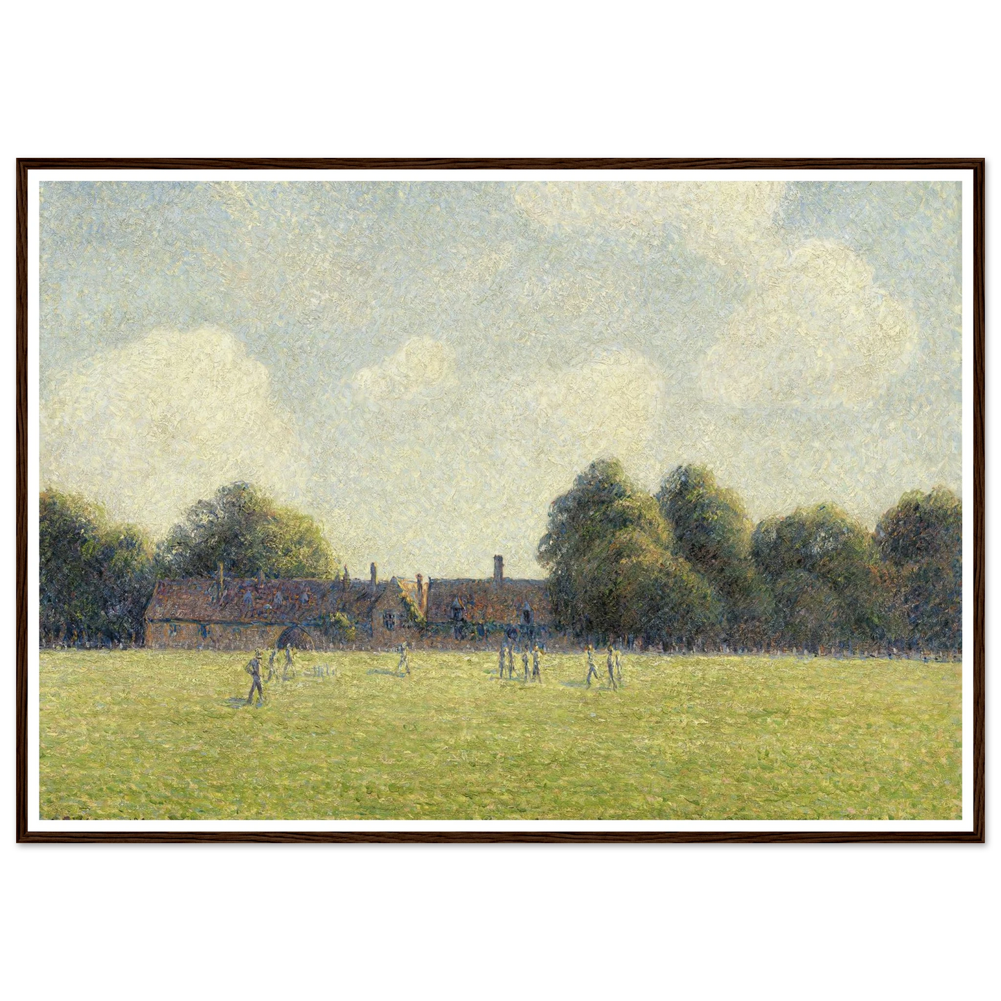 Hampton Court Green (1891) Art Print | Camille Pissarro - Framed Poster - 30x40 cm / 12x16″ - Black frame