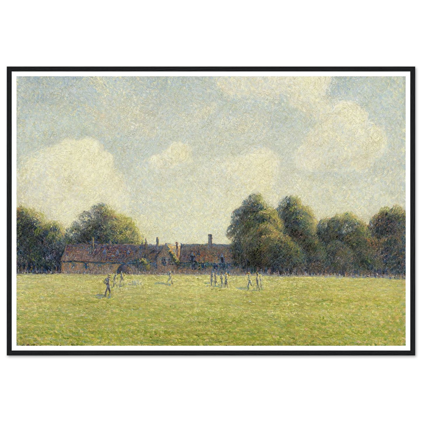 Hampton Court Green (1891) Art Print | Camille Pissarro - Framed Poster - 30x40 cm / 12x16″ - Black frame
