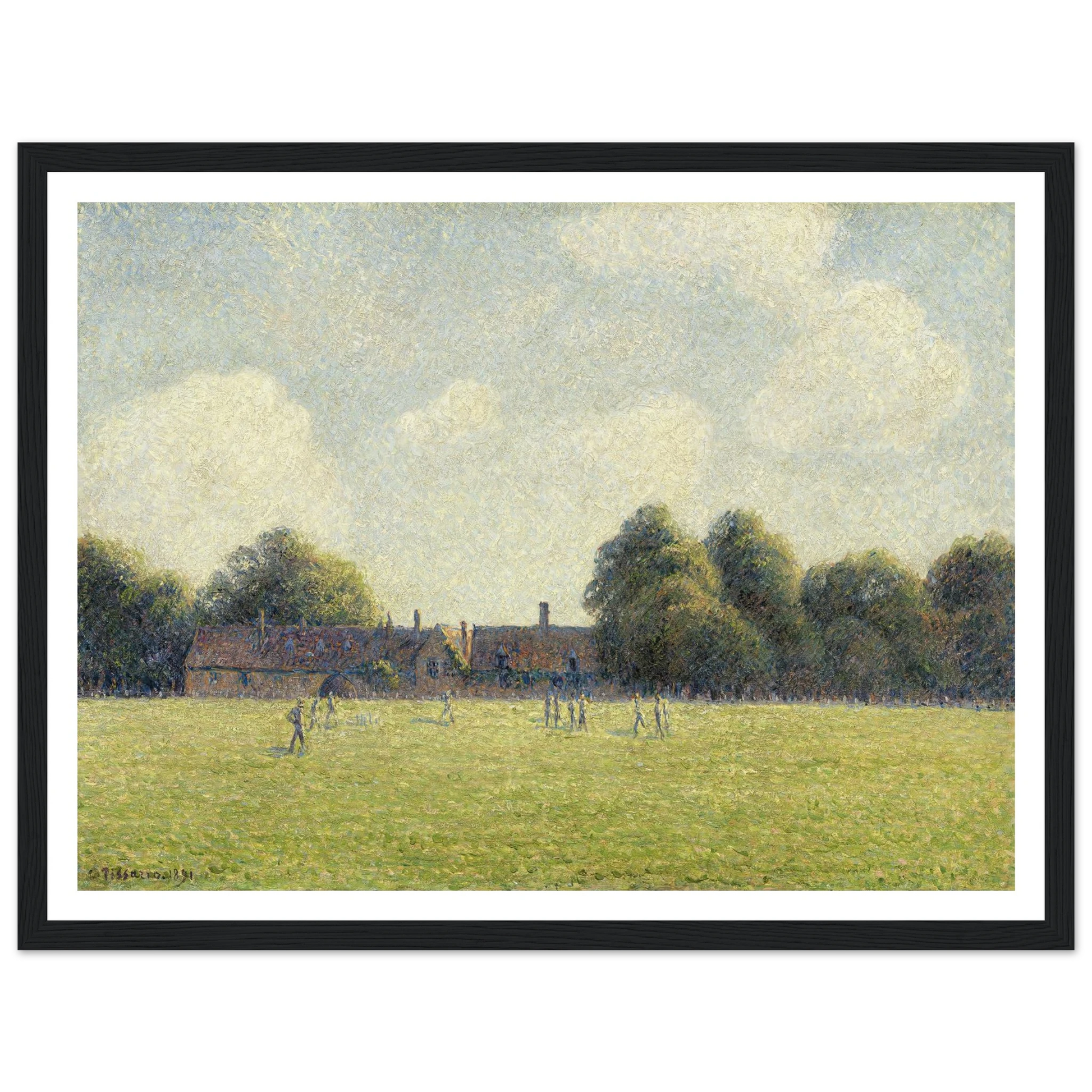 Hampton Court Green (1891) Art Print | Camille Pissarro - Framed Poster - 30x40 cm / 12x16″ - Black frame