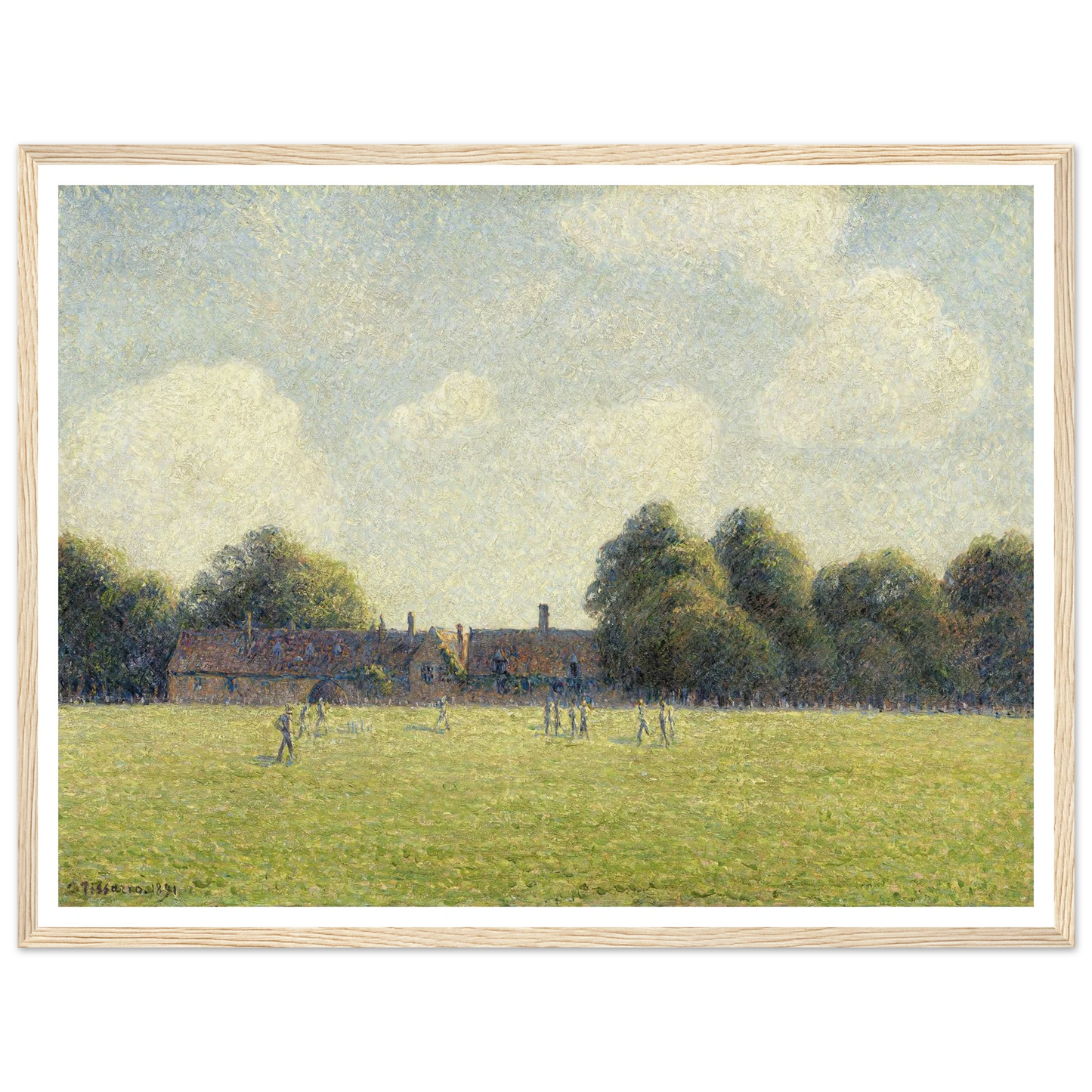 Hampton Court Green (1891) Art Print | Camille Pissarro - Framed Poster - 30x40 cm / 12x16″ - Black frame