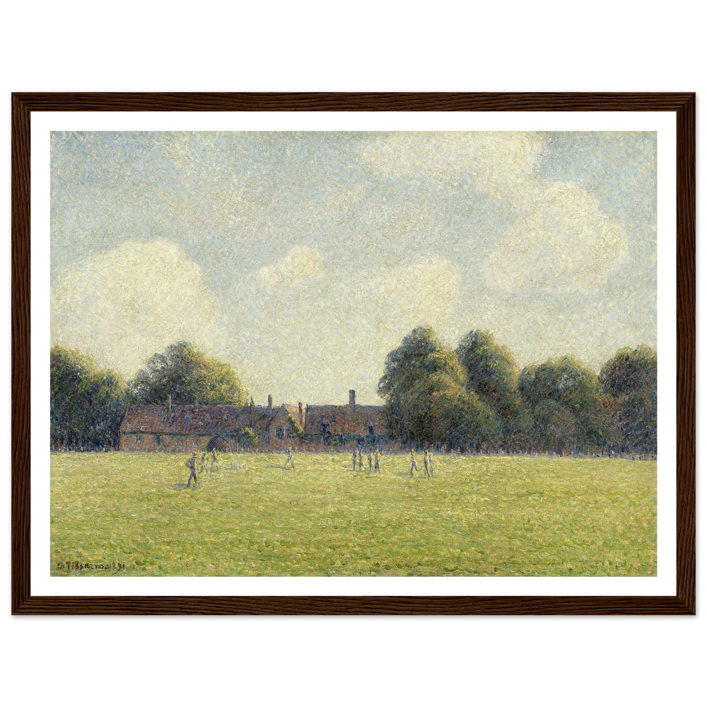 Hampton Court Green (1891) Art Print | Camille Pissarro - Framed Poster - 30x40 cm / 12x16″ - Black frame