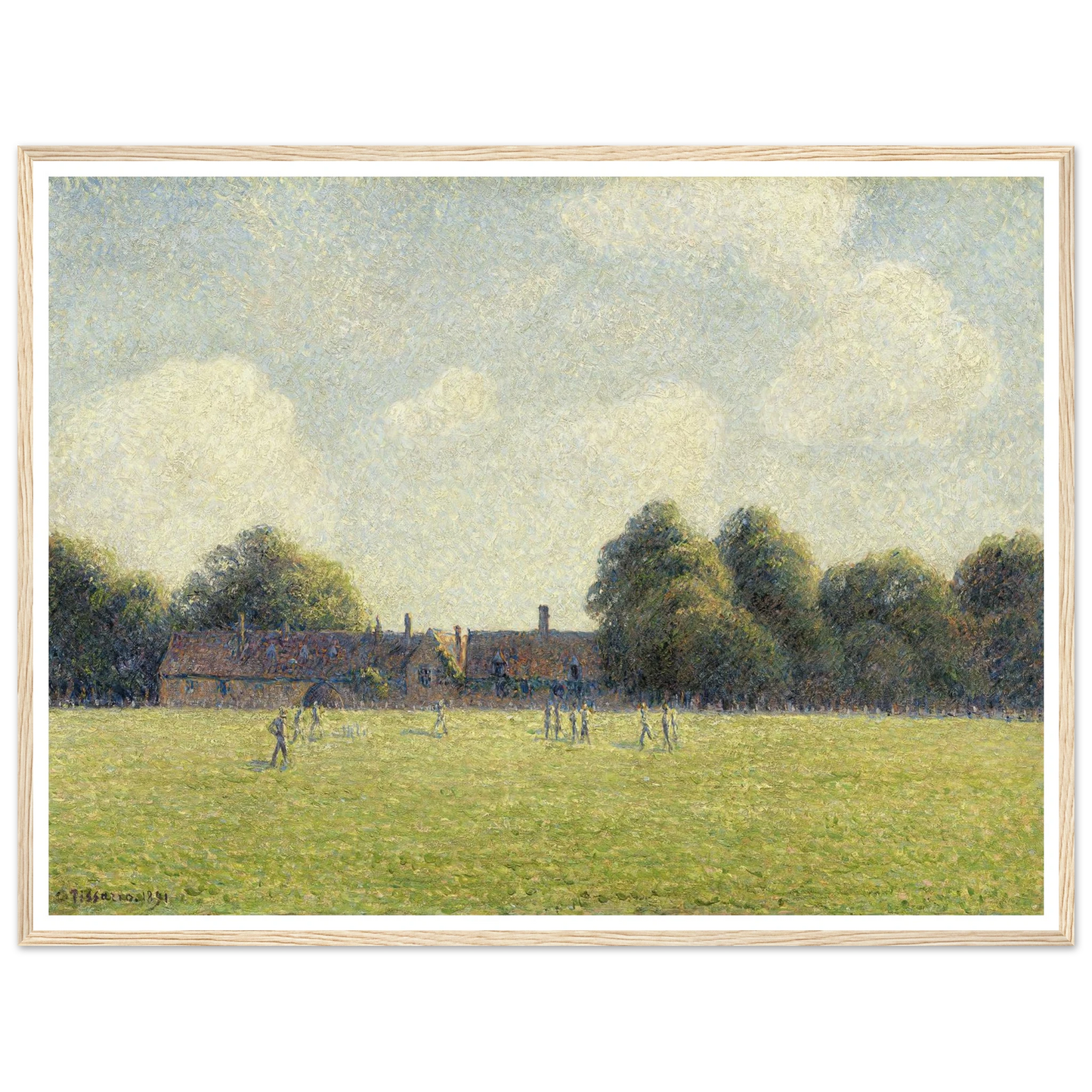 Hampton Court Green (1891) Art Print | Camille Pissarro - Framed Poster - 30x40 cm / 12x16″ - Black frame
