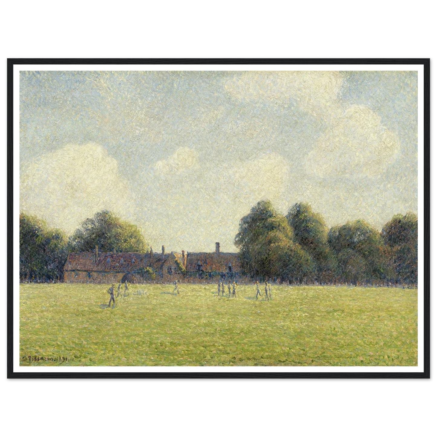 Hampton Court Green (1891) Art Print | Camille Pissarro - Framed Poster - 30x40 cm / 12x16″ - Black frame