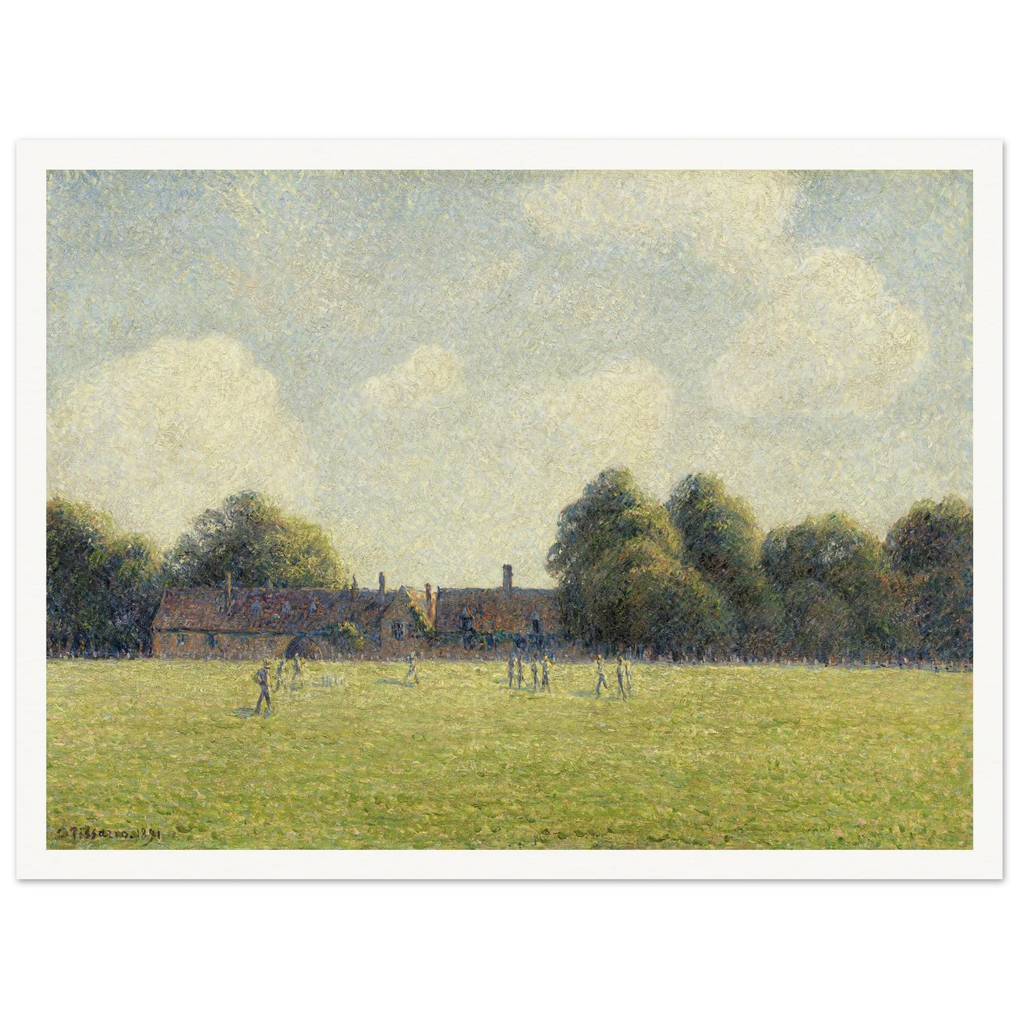 Hampton Court Green (1891) Art Print | Camille Pissarro - Framed Poster - 30x40 cm / 12x16″ - Black frame