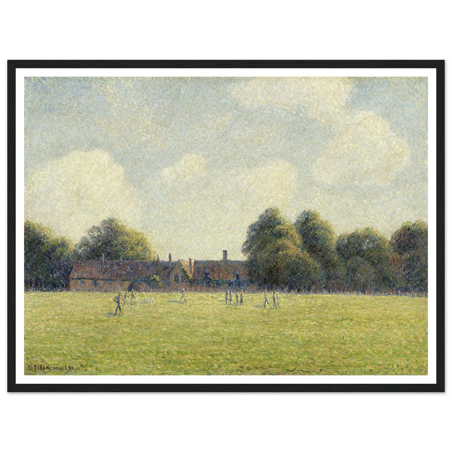 Hampton Court Green (1891) Art Print | Camille Pissarro - Framed Poster - 30x40 cm / 12x16″ - Black frame