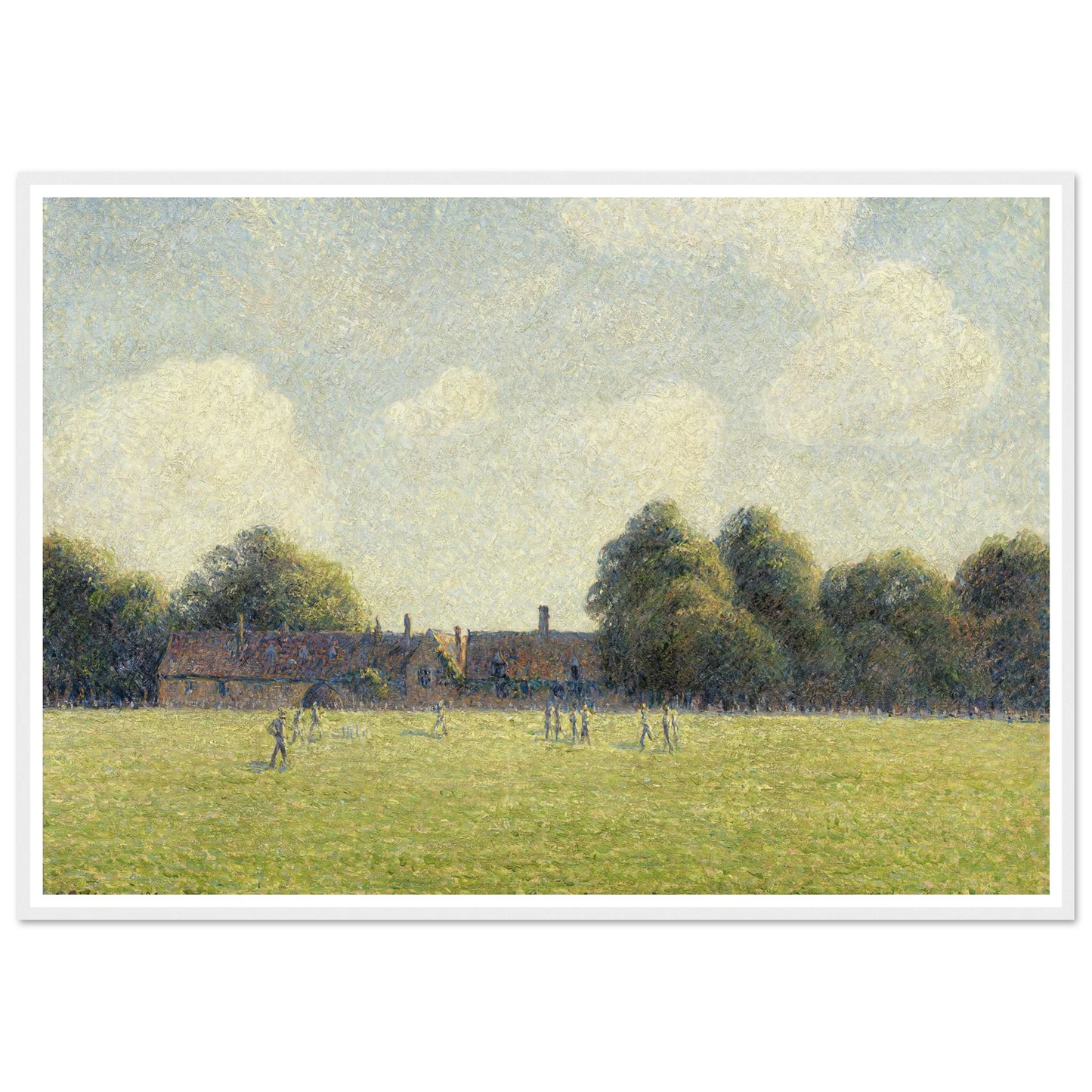 Hampton Court Green (1891) Art Print | Camille Pissarro - Framed Poster - 30x40 cm / 12x16″ - Black frame