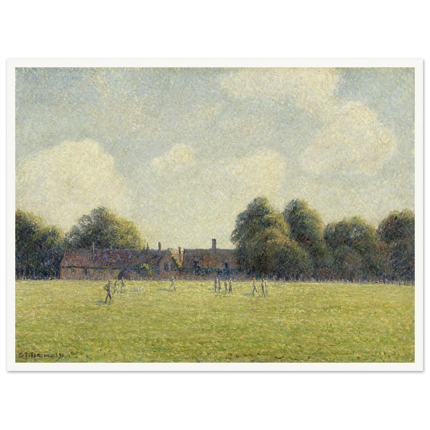 Hampton Court Green (1891) Art Print | Camille Pissarro - Framed Poster - 30x40 cm / 12x16″ - Black frame