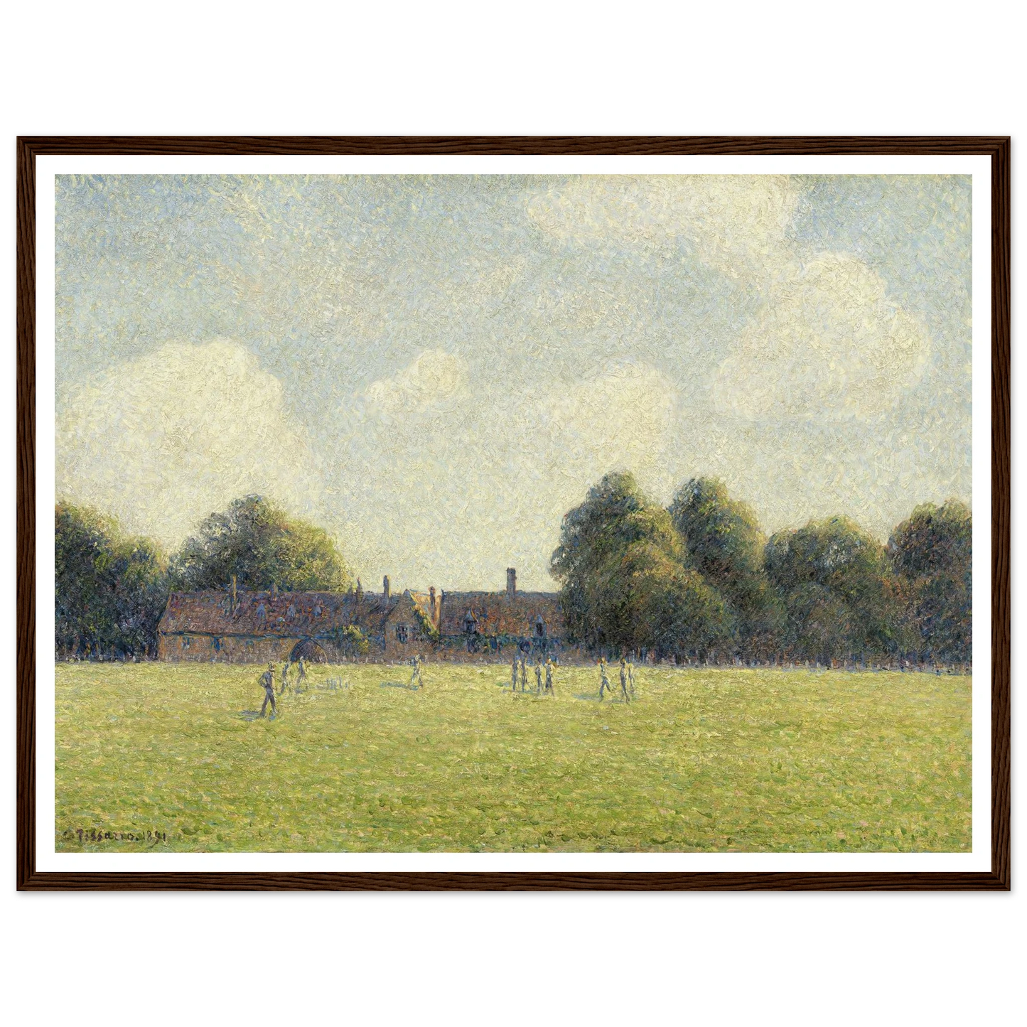 Hampton Court Green (1891) Art Print | Camille Pissarro - Framed Poster - 30x40 cm / 12x16″ - Black frame