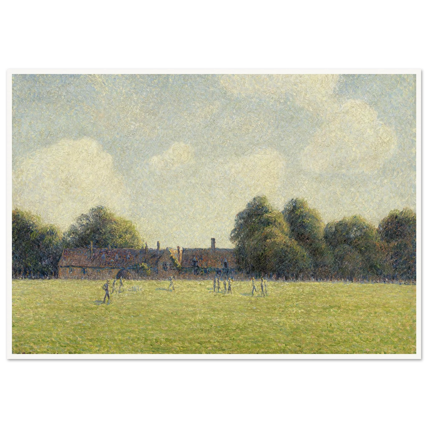 Hampton Court Green (1891) Art Print | Camille Pissarro - Framed Poster - 30x40 cm / 12x16″ - Black frame