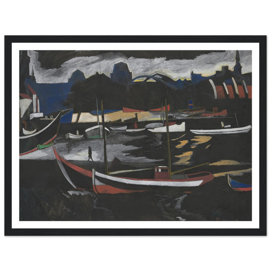 Handelsdokken te Oostende (1924) Art Print | Leon Spilliaert - Framed Poster - 30x40 cm / 12x16″ - Black frame