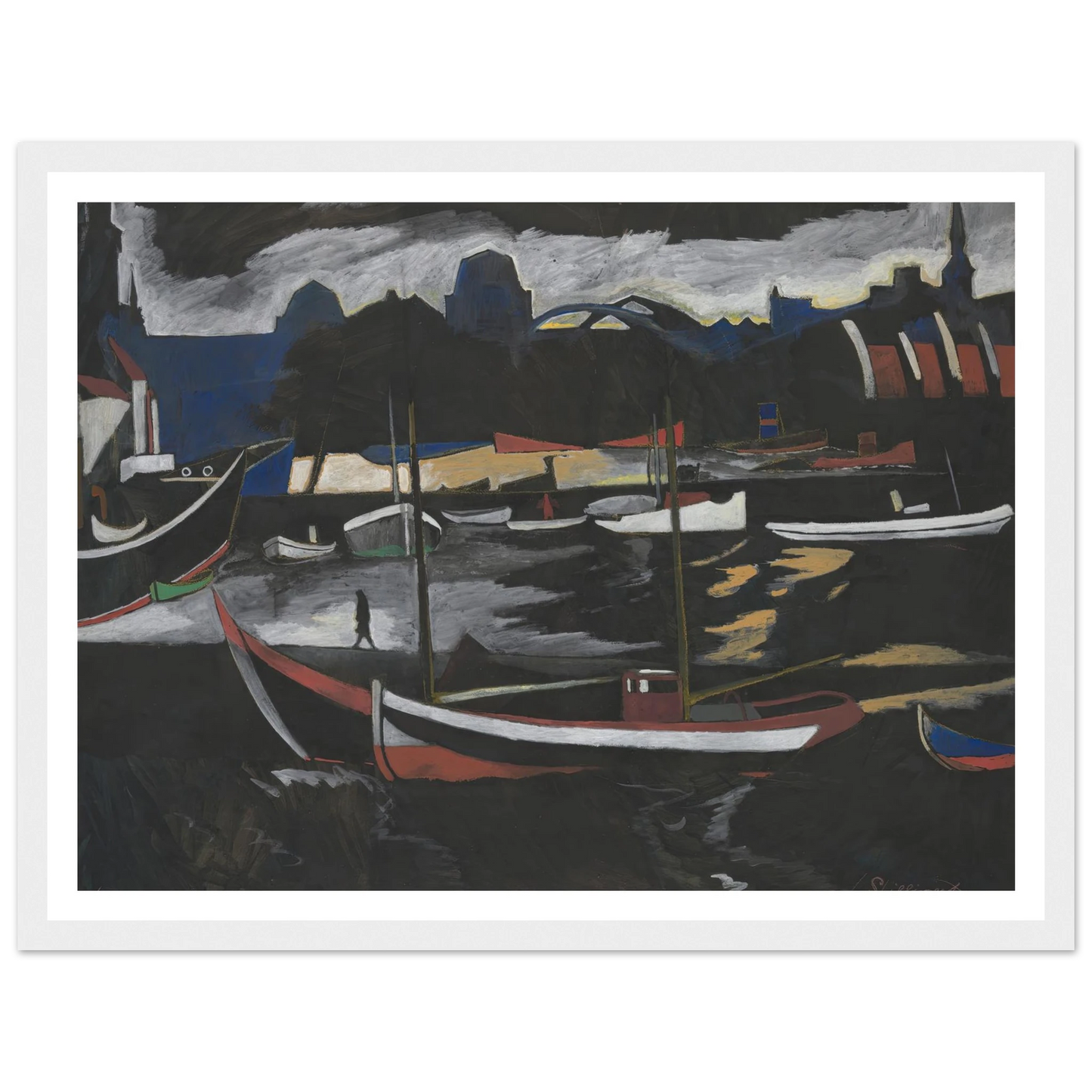 Handelsdokken te Oostende (1924) Art Print | Leon Spilliaert - Framed Poster - 30x40 cm / 12x16″ - Black frame