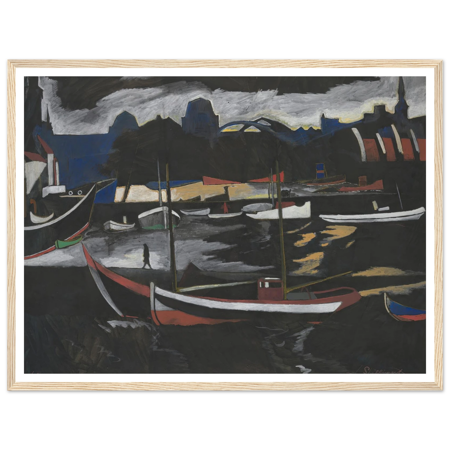 Handelsdokken te Oostende (1924) Art Print | Leon Spilliaert - Framed Poster - 30x40 cm / 12x16″ - Black frame