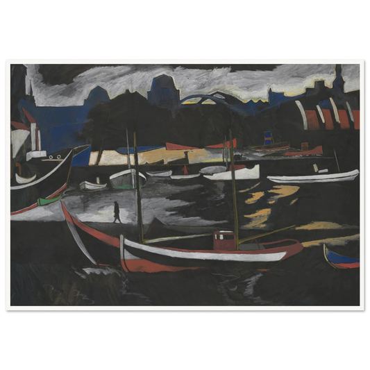 Handelsdokken te Oostende (1924) Art Print | Leon Spilliaert - Framed Poster - 30x40 cm / 12x16″ - Black frame