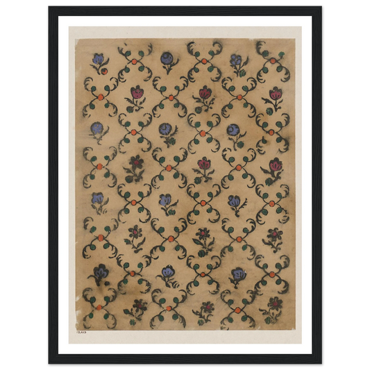 Handkolorierter Holzschnitt (Rautendekor) (1900 - 1913) Art Print | Maria von Uchatius - Framed Poster - 30x40 cm / 12x16″ - Black frame
