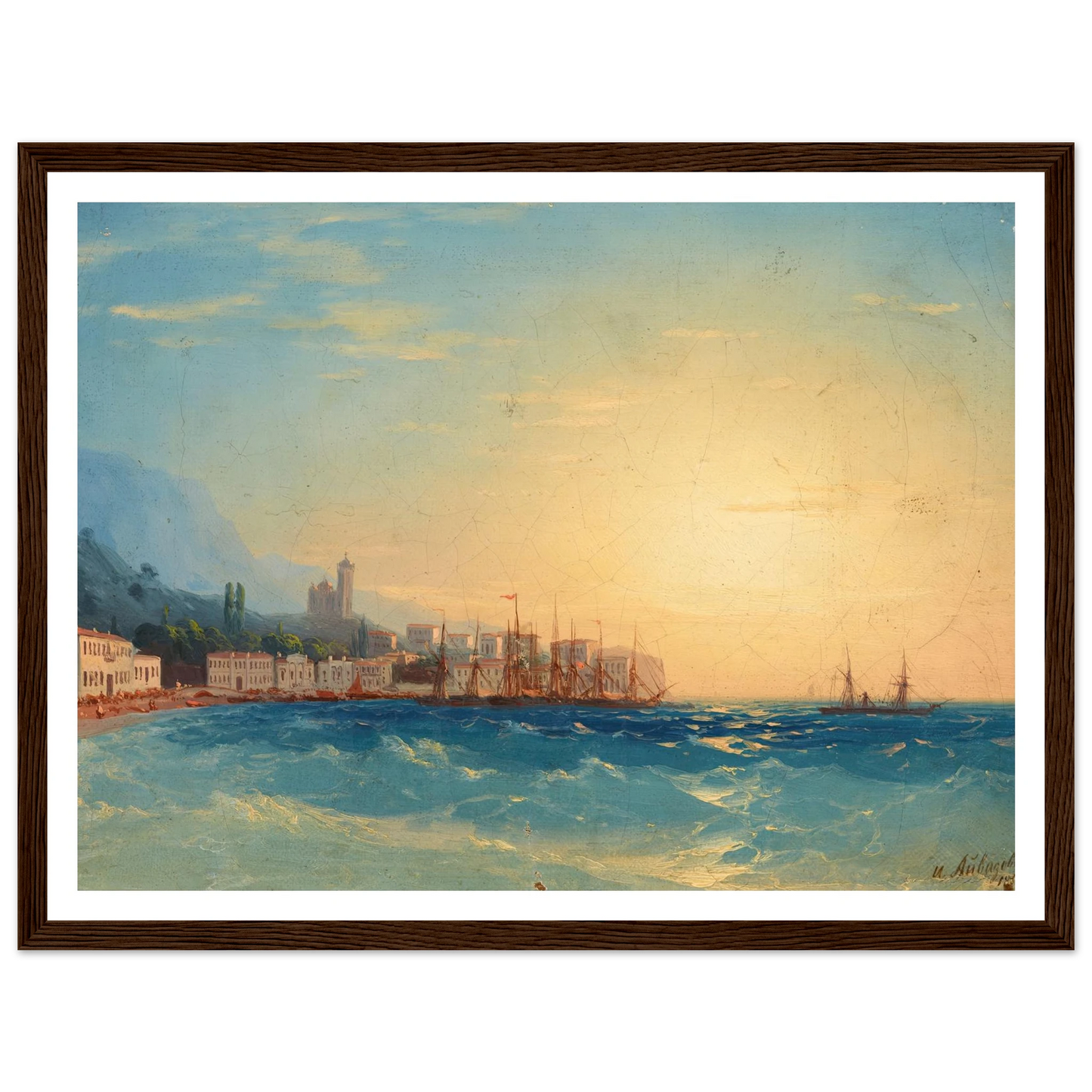 Harbor with Ships (1858) Art Print | Ivan Konstantinovich Aivazovsky - Framed Poster - 30x40 cm / 12x16″ - Black frame