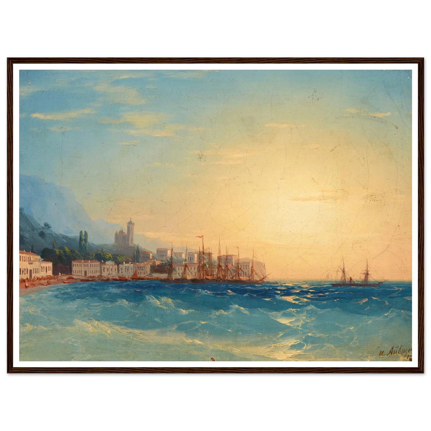 Harbor with Ships (1858) Art Print | Ivan Konstantinovich Aivazovsky - Framed Poster - 30x40 cm / 12x16″ - Black frame