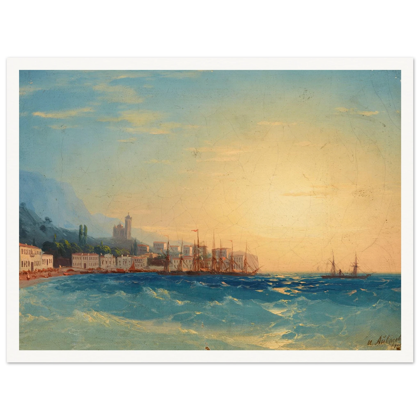 Harbor with Ships (1858) Art Print | Ivan Konstantinovich Aivazovsky - Framed Poster - 30x40 cm / 12x16″ - Black frame