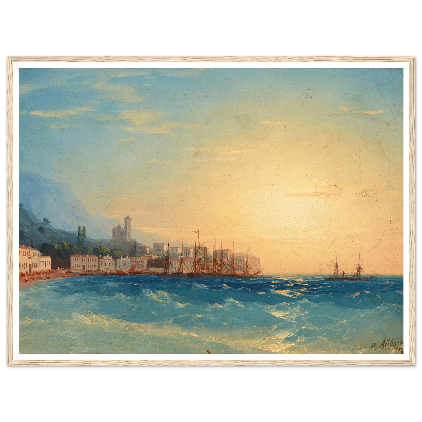 Harbor with Ships (1858) Art Print | Ivan Konstantinovich Aivazovsky - Framed Poster - 30x40 cm / 12x16″ - Black frame